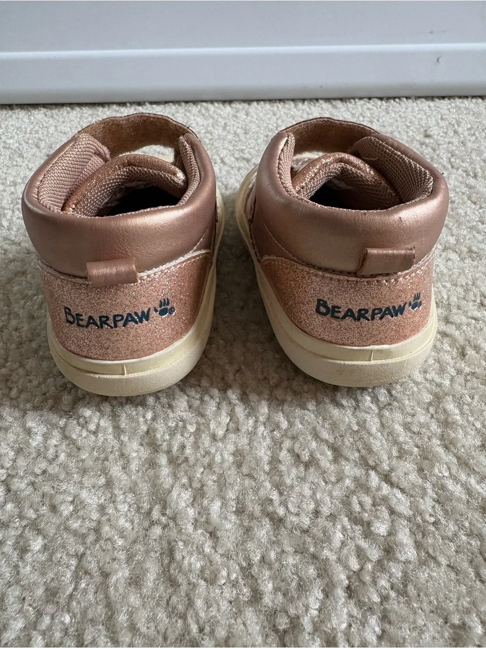 BearPaw Toddler Rose Gold Glitter High-Top Sneakers